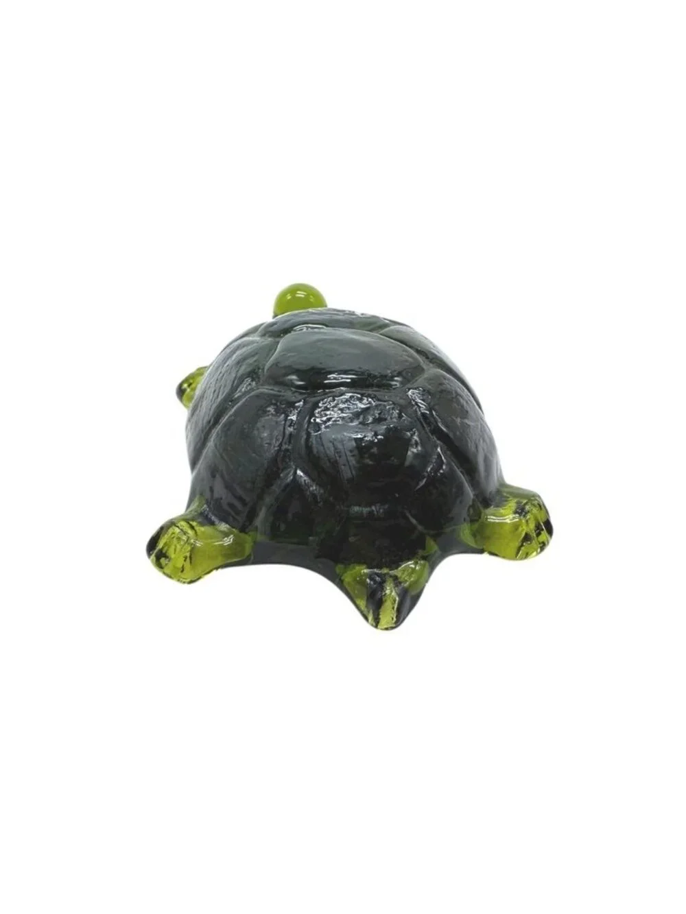 Green Glass Turtle Figurine Paperweight 4.5